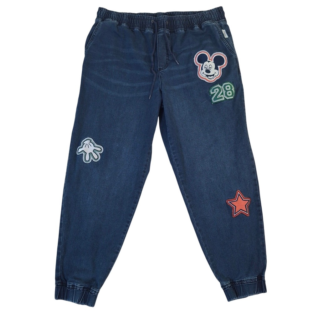 Disney Her Universe Mickey Mouse Patch Denim Joggers Dark Wash Womens 1X Plus